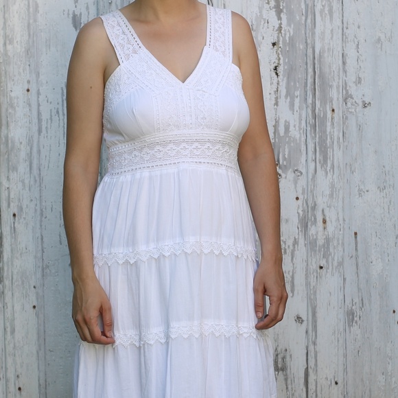 Vintage Boho White Tiered Dress - Picture 1 of 6